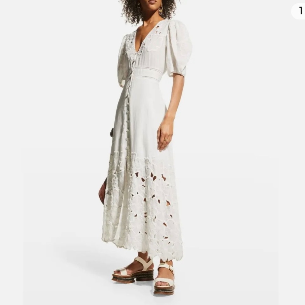 Veronica Beard Hope White V-Neck Maxi Dress Size Small